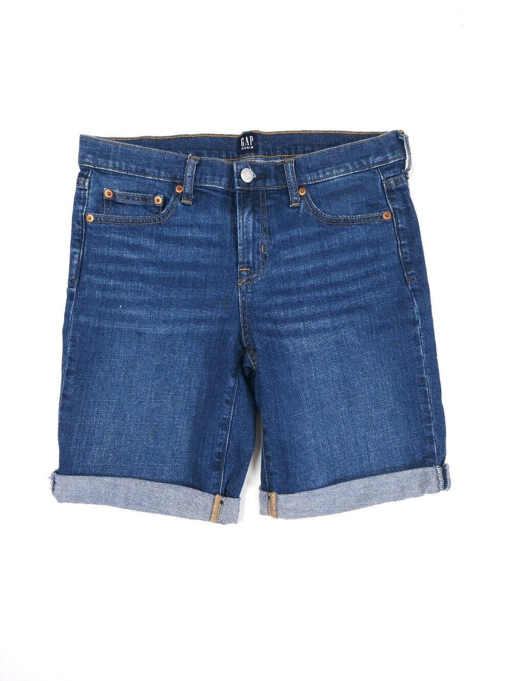 Gap Denim Dark Indigo Blue Jean Bermuda Shorts Women's 9" Size 28